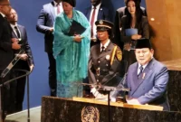 RI Prabowo Subianto saat menyampaikan pidato pada Debat Umum Sidang Majelis Umum PBB ke-80. (Foto: ANTARA)