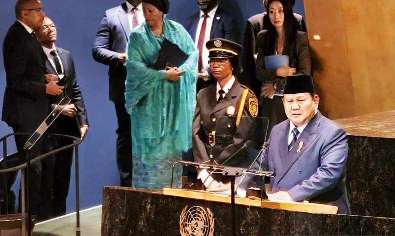 RI Prabowo Subianto saat menyampaikan pidato pada Debat Umum Sidang Majelis Umum PBB ke-80. (Foto: ANTARA)