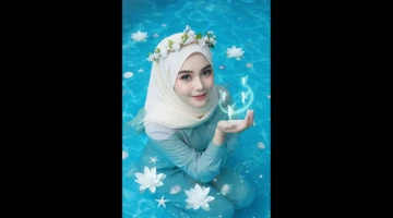 Prompt AI untuk Potret Wanita Berhijab Bawah Laut, Fine Art Portrait Realistis