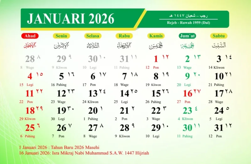 Kalender PDF 2026. (Foto: Dok. Istimewa)