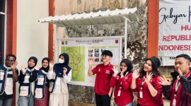 Peta Desa Tugubandung berbasis ilustrasi karya mahasiswa KKN Riset 14E Universitas Nusa Putra. (Foto: Dok. Istimewa)